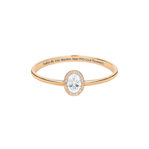 Fashion Bangle 316L Stainless Steel PVD Gold Plating Oval <b>Crystal</b> Center Stone Women's Jewelry <b>Bracelet</b> - Product Image 2