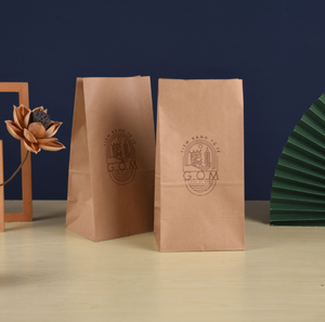 Eco-Friendly Recyclable Flat Bottom Stand Thick Virgin Kraft Paper Food Bags Single Color Custom Four-Color Printing Integrally - Product Image 1
