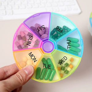 Pilulier de voyage rond coloré à prix d'usine en gros, distributeur de pilules portable 7 jours, mignon, en PP de qualité alimentaire, résistant aux enfants, pour le rangement - Product Image 2