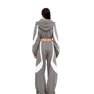 Ky của phụ nữ mùa thu phòng chờ thiết lập màu khối zip phía trước hàng đầu và thắt lưng đàn hồi quần thư giãn phù hợp với hai mảnh tọa độ - Product Image 5