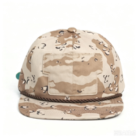 5-delige op maat gemaakte pet met lederen vilt, geborduurde logo's en koord, op maat gemaakte camouflage en lederen gesp
