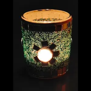 Ornamento de Navidad de mosaico hecho a mano, Logo personalizado, contenedor de vela brillante, tarros de vela de vidrio elegantes