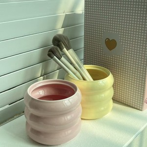 Cute <b>dressing</b> <b>table</b> makeup brush <b>storage</b> tube, simple home decor, desktop ceramic brush and pen holder <b>storage</b> box, high-end - Product Image 4