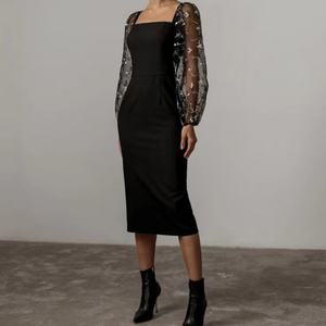 Vestidos Midi de Manga Larga con Bordado y Diseño Simple para Mujer, al por Mayor, Personalizados, OEM, de Alta Calidad - Product Image 2