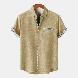 <span class=keywords><strong>T</strong></span>-<span class=keywords><strong>shirt</strong></span> en lin à manches courtes pour homme, respirant, décontracté, imprimé, style hawaïen, plage, streetwear, extérieur, à carreaux, <span class=keywords><strong>grande</strong></span> <span class=keywords><strong>taille</strong></span> - Product Image 2