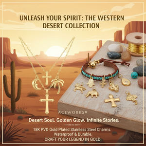 Talismani Spirituali del Deserto Occidentale |   Ciondolo Charm in Acciaio Inossidabile Placcato Oro 18K PVD per Creazione di Gioielli |   Impermeabile e resistente - Product Image 6