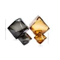 Vas Kaca Grosir untuk bunga dekorasi rumah modern heksagon amber buatan tangan botol bening dekorasi pernikahan hotel