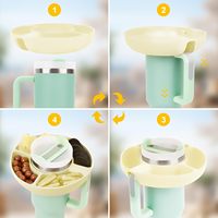 Bol à collation en silicone pour Stanley Cup 40oz, plateau à collation à 4 compartiments avec fente pour poignée, conteneur à collation pour porte-gobelet de voiture, sans BPA