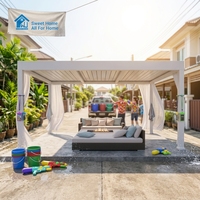 Pergola et tonnelle combinées Sweet Home, en aluminium, motorisées, avec toit rétractable à lames orientables et éclairage LED, imperméables, pour patio et jardin