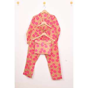 Ensemble de pyjama en coton 100% de couleur rouge, imprimé à la main, vêtements de nuit pour femmes, ensembles de vêtements de nuit confortables pour femmes - Product Image 4