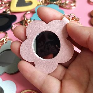 2024 New Wholesale Mini Makeup PU Mirror With <b>Key</b> <b>Chain</b> Private Label Cute Flower Heart Shape Mirrors - Product Image 3
