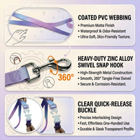 NOVIPET Laisse pour chien mains libres étanche en PVC, couleur dégradée, crochet en alliage de zinc, boucle en plastique réglable, sangle enduite