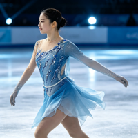 Robe de patinage artistique bleu dégradé avec strass, dos nu, manches longues, costume de compétition de patinage sur glace personnalisé pour filles et femmes