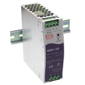 Fuente de Alimentación Mean Well WDR-120 de 120W para Riel DIN, 12V 10A, Salida Única, Enfriamiento por Convección Natural - Product Image 1