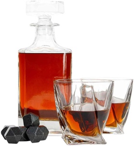 Top Người Bán Tùy Chỉnh Rượu Vang Gỗ Hộp Quà Tặng 2 Cũ Fashioned Rượu Vang Kính Decanter <span class=keywords><strong>Set</strong></span> Kim Loại Ice Ball Stones Ice Tong Tái Sử Dụng Cổ Điển - Product Image 3