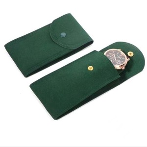 Luxury Custom <b>Watch</b> Pouch Bag Logo,Velvet Bag <b>Watch</b> Strap Pouch Black Button Close Jewelry Packaging with Cushion Interior Role - Product Image 6