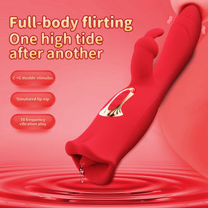 Nuovo vibratore rosa rosso coniglio lingua 10 modalità di vibrazione 3-in-1G-Spot massaggiatore con Multi-stimolazione clitorideo adulto Sex Toy - Product Image 2