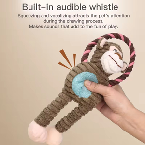 Wholesale Indestructible Best Sell Pet Toy Dog <b>Squeaky</b> Plush Bite-resistant Chew Toy Cartoon Monkey Lion Elephant Shape Toy - Product Image 4