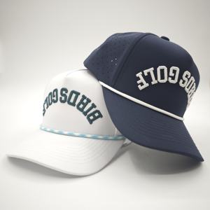 Waterproof Blue Dobby Dot Leopard Sporty Laser Cut Hole Rope 5 Panel Snapback Baseball <b>Cap</b> Polyester Sports <b>Caps</b> - Product Image 1