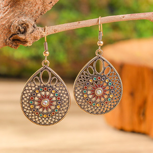 Water Drop <b>Earrings</b> Alloy Antique Bronze Plated Rhinestone Women's Party Jewelry Fashion <b>Piercing</b> Jewelry - Product Image 4