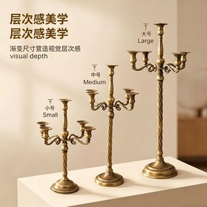 Candelabro de Cinco Brazos, Estilo Vintage, Decoración Romántica para Mesa, Acabado Dorado - Product Image 4