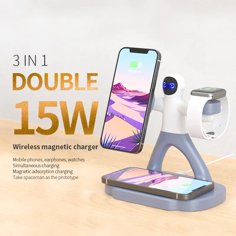 4 In 1 Aspirational Spaceman Wireless Charger Stand Universal For Iphone Apple Watch
