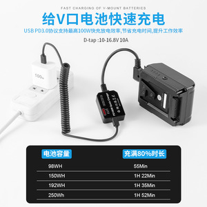 Chargeur de batterie Somostel V-Mount 100W PD à charge rapide Type C pour appareil photo - Product Image 5