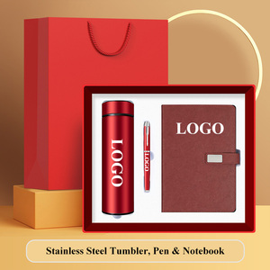 Ensemble cadeau promotionnel personnalisé avec logo, comprenant un carnet en cuir PU de luxe, un stylo et un parapluie, pour usage professionnel au bureau - Product Image 2
