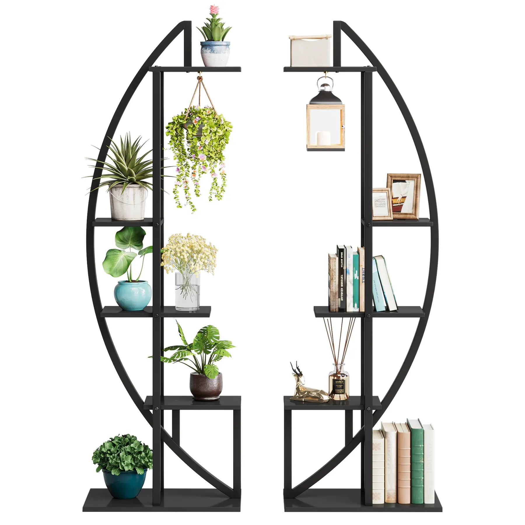 Tribesigns 5 Tier Planta Stand Pack de 2 Multi-Purpose Curvo Prateleira de Exposição Bonsai Flower Plant Stand Rack para Jardim Interior