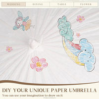 Parapluies en bois personnalisés en gros, mini parapluies en papier blanc DIY, parasols pour mariage