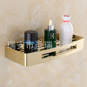 Étagère de salle de bain en acier inoxydable Saint Ruijia, double niveau, à fixer au mur, sans perçage, pour le rangement - Product Image 2