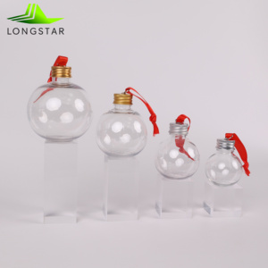 Longstar Wholesale 50oz-500oz 8cm Jarre <span class=keywords><strong>à</strong></span> liqueur transparente <span class=keywords><strong>en</strong></span> <span class=keywords><strong>plastique</strong></span> PET remplie <span class=keywords><strong>de</strong></span> <span class=keywords><strong>boule</strong></span> transparente pour décorations <span class=keywords><strong>de</strong></span> Noël - Product Image 1