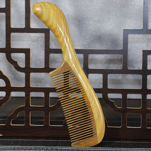 Peine de madera de sándalo verde para masaje del cuero cabelludo, cepillo para el cabello de 15-20 cm para la población en general - Product Image 4
