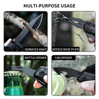Couteau multifonction pliable en acier inoxydable avec pince, outil de pêche, tournevis, scie, outil de bricolage, pince à sertir, coupe-fil, dénudeur de fils et pince à circlips