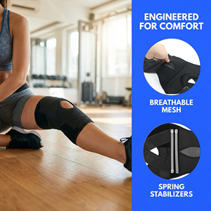 <span class=keywords><strong>Genouillère</strong></span> ajustable avec stabilisateurs latéraux et coussinets en gel rotuliens, soutien du genou pour déchirure du ménisque, arthrite, course à pied, entraînement, sports - Product Image 4