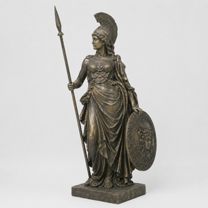 Sculpture personnalisée en résine de déesse guerrière en bronze, statue féminine classique avec lance et bouclier, résistante à la corrosion, pour décoration de jardin et de fêtes - Product Image 2