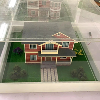 Maqueta Arquitectónica de Villa Unifamiliar de Diseño Rústico, Económica y de Alta Calidad, en Plástico ABS Verde y Blanco