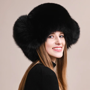 Chapeaux Bomber de Luxe en Véritable Fourrure de Renard pour Femme – Chauds pour l'Hiver, Entièrement Fourrés avec Pompons Moelleux – Broderie Main pour Sports de Ski et Cyclisme - Product Image 5