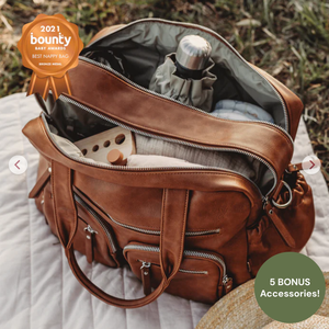 <span class=keywords><strong>Borsa</strong></span> per Pannolini Grande Capacità in Pelle PU Marrone Resistente all'Acqua con Chiusura a Cerniera, Produzione OEM - Product Image 5