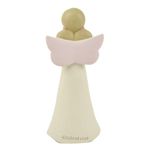 Figurine d'<span class=keywords><strong>ange</strong></span> en résine ODM en gros, peinte à la main, ailes roses, tenant une fleur, inspirationnelle, pour la décoration d'étagères à la maison, cadeau pour les fêtes - Product Image 3