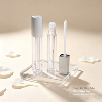 Contenants transparents personnalisés pour gloss à lèvres avec bouchon à vis en PET, emballage cosmétique à estampage à chaud, tubes vides