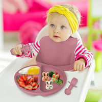Plaque d'alimentation en silicone plus épaisse de LifeTop Factory pour les tout-petits Assiette divisée en nourriture pour bébé en silicone avec aspiration