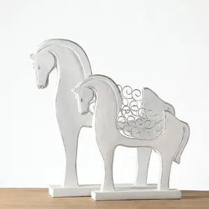 Venta al por mayor escultura de caballo de resina abstracta caballo Animal figurita de resina blanca