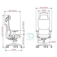 Chaise de bureau pivotante haut de gamme avec dossier moyen en tissu, mousse à mémoire de forme et structure en aluminium pour directeur exécutif