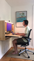 Bureau pliant mural en bois avec rangement, poste de travail informatique pour bureau à domicile