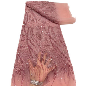 Fleurs perlées tissu perle perles paillettes glands broderie maille tissu femmes robe de mariée fête robe de soirée robe de princesse - Product Image 2