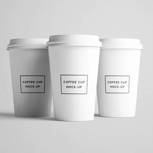 Gobelet en papier simple, blanc, élégant et personnalisable à paroi simple avec couvercle pour café et boissons - Product Image 5