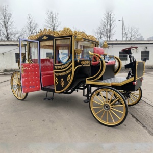 Charrette royale électrique de luxe, charrette tirée par des chevaux, transport spécial pour mariage, charrette royale noire élargie - Product Image 4