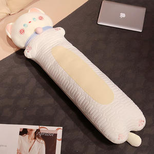 Chat blanc peluche oreiller moelleux en peluche longue émulsion Anime inspiré doux fille dormir avec Red Dragon PP coton remplissage - Product Image 6