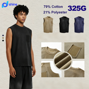 Gilet pour homme en polyester/coton délavé style hip-hop, col rond, respirant, tissu anti-boulochage, haute élasticité, ajustement à la taille - Product Image 1